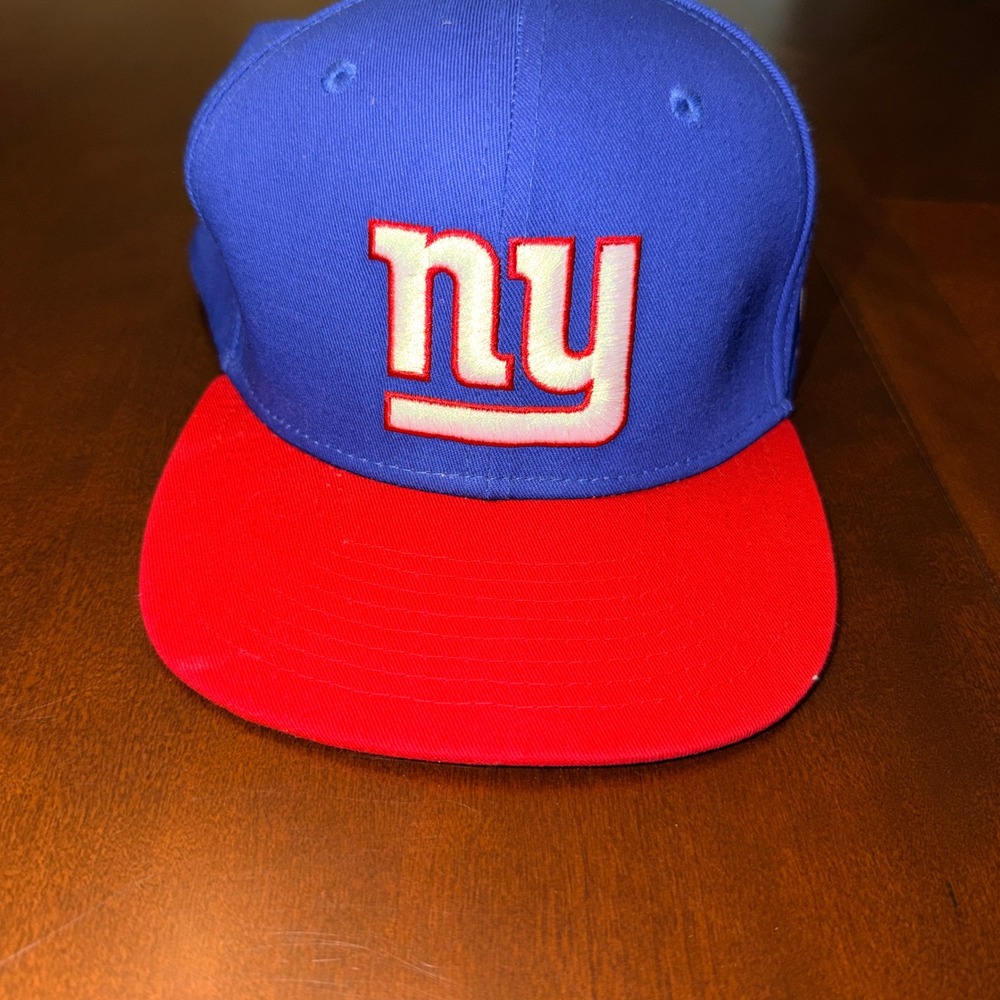 NFL Team Apparel New York Giants Youth Snapback Hat Blue Red NY Logo Cap